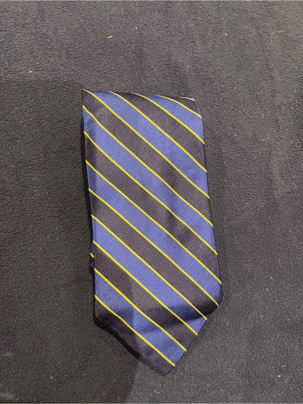 Brooks Brothers vintage makers Blue Diagonal Stripe Tie with Yellow Pinstripes